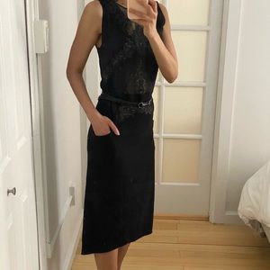 BCBG MaxAzria runway lace silk high low midi dress